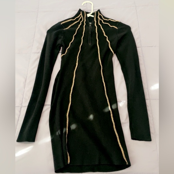 Fashion Nova Black Sweater Dress with Tan Details - Picture 5 of 6